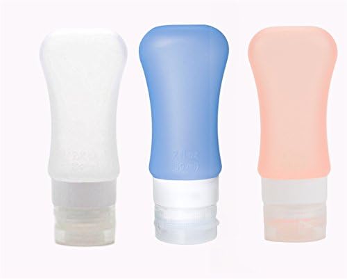 FNSHIP Portable Food Grade Squeeze Silicone Liquid Travel Bottles TSA Approved For Shampoo, Conditioner, Lotion, Toiletries, condiments (F1,2OZ,PACK OF 3)