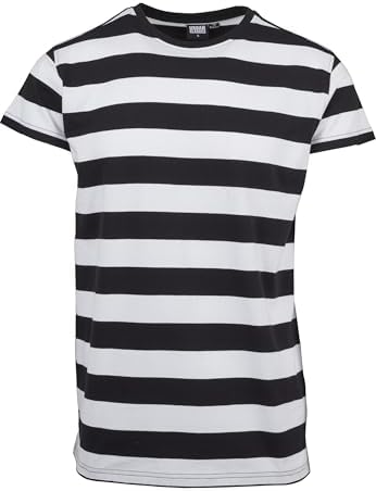 Herren Block Stripe Tee T-Shirt, Blk/Wht, Medium (Herstellergröße: M)