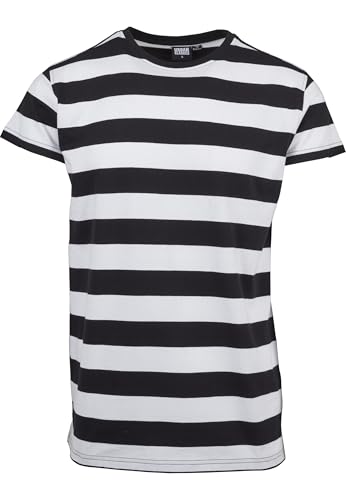 Herren Block Stripe Tee T-Shirt, Blk/Wht, Medium (Herstellergröße: M)