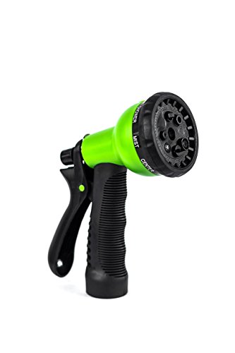 Garden Hose Nozzle - Hand Sprayer - Heavy Duty 8 Pattern Watering Nozzle - High Pressure - GreenLeaf Horticulture