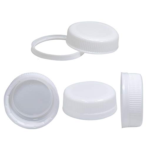 Pack of 25 Caps for Empty Juice Bottles - White Tamper Seal Lids for 8,12, and 16 oz Empty Plastic Milk containers