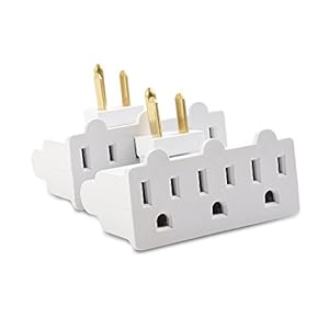 [UL Listed] Cable Matters 2-Pack 3-Outlet Grounded 180 Degree Swivel Wall Tap, 3 Plug Wall Adapter, Multi-Plug Outlets, White