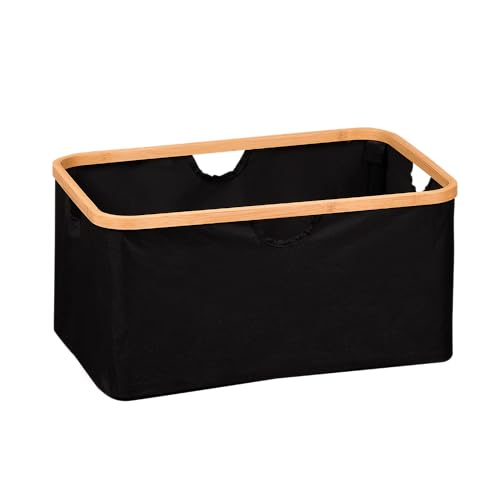 Kesper | Panier de Rangement, Matériel: Bambou, Polyester, Dimension: 54x37x26cm, Couleur: Noir, Marron | 19436