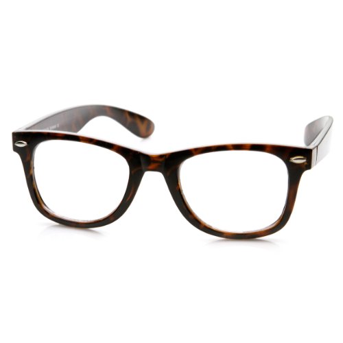 Classic Thick Frame Clear Lens Basic Horn Rimmed Glasses (Tortoise)