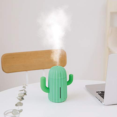 Mlide Cactus Humidifier,340ML Mini Creative Air Diffuser Home Office Car Portable Air Humidifier (Green)