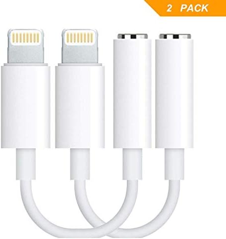 OneCat Lighting Connecter to 3.5mm Audio Jack Earphone Extender Jack Stereo Compatible for Phone 8/8 Plus/Phone X/Phone 7/7 Plus White 2 Pack