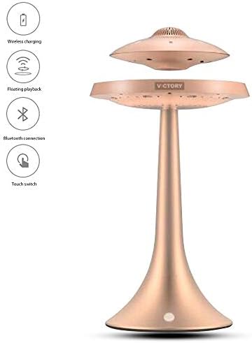 Jonly Magnetic Suspension Bluetooth Speaker, Wireless Charging Wireless LED Lighting Bluetooth LED Lighting Stereo Pairing Speaker, Perfect for Home,Gold