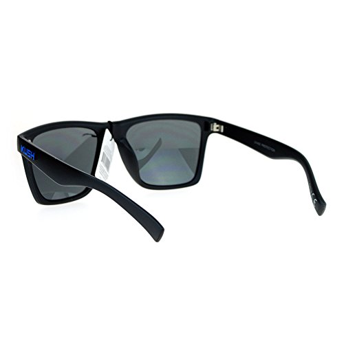 KUSH Sunglasses Simple Classic Square Frame Unisex Shades Matte Black Blue