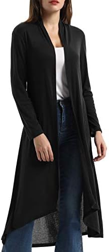 Women's Long Open Front Drape Lightweight Maxi Long Sleeve Duster Cardigan