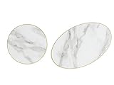 Sugar & Cloth SC5BFGSMB02 Serving Set 2 Piece Marble/Gold Trim