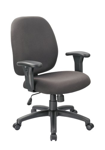 Office Factor Black Task Conference Room Office Chair Swivel Adjustable Arms Rest Lumbar Support Durable Commercial Grade Fabric 250 LBS WEIGHT CAPACITY - Thumbnail 3