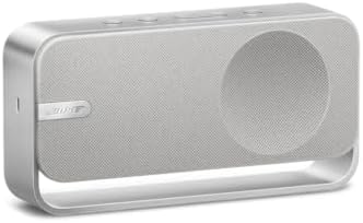SoundLink Home Lautsprecher, Premium, tragbarer und kabelloser Bluetooth-Regal-Lautsprecher, bis zu 9 Stunden Akkulaufzeit, Helles Silber