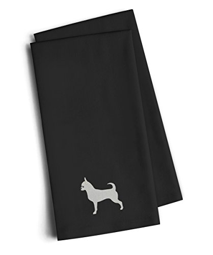 Caroline's Treasures BB3450BKTWE Dogs Embroidery Side View Chihuahua Black Embroidered Kitchen Towel Set of 2, Fabric