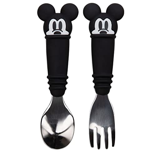 Bumkins Disney Toddler Utensils, Kids Size Fork and Spoon Set, Silicone and Sta…