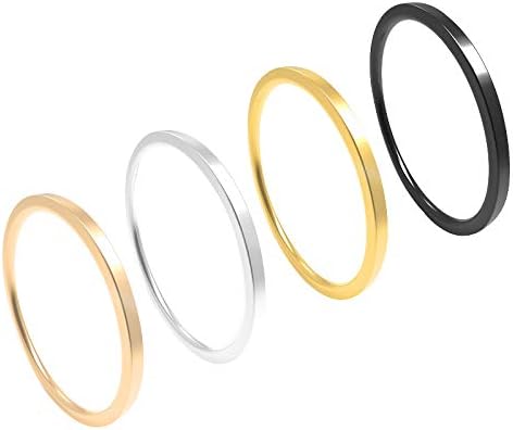 Amazon 0基地 チタン レディース 指輪 4個セット 4色セット メンズ 指輪 リング 極細 細い 1mm 安い おしゃれ サイズ12号 リング 通販