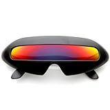 zeroUV - Futuristic Shield Single Lens Oval Party Novelty Cyclops Costume Wrap Sunglasses (Black/Fire)