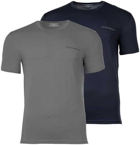 Core Logoband - Camiseta de Cuello Redondo para Hombre, 2 Unidades, Color Azul, Talla M