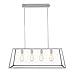 Light Society Morley 4-Light Kitchen Island Pendant, Satin Nickel Shade with Clear Glass Panels, Modern Industrial Chandelier (LS-C104-SN)