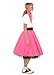 Hip Hop 50's Shop 1950s Adult 4 Piece Poodle Skirt Costume Outfit for Women with Accessories (glasses, socks, scarf) (Medium/Large, Hot Pink)