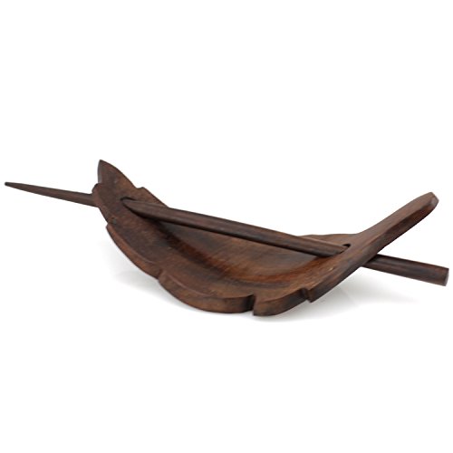 Evolatree Natural Hair Barrettes for Women and Men - Handmade Wood Barrette Hair Pin - Curved Feather Band - 4"