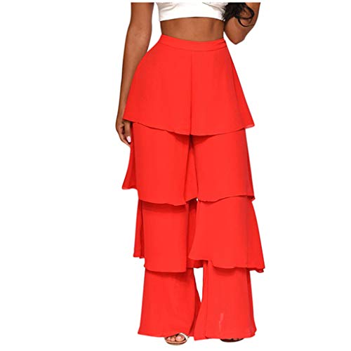 Fashion Women's Ruffle Layered Bell Longs Casual Flared Trousers Dance Pants - Thumbnail 4