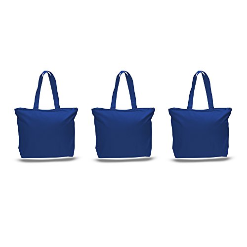 Bagzdepot Canvas Tote Bag With Zipper Pack Bulk Canvas