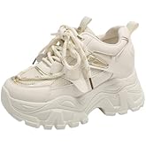Kpdwfms Chunky Sneakers for Women, Fashionable and Height - Increasing Platform Sneakers Dad Shoes for Women, Casual Lace - up Walking Shoes