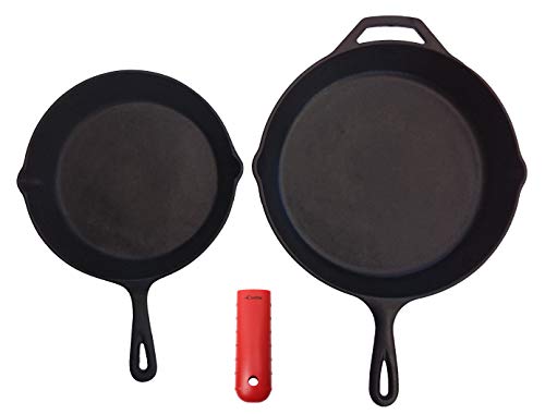 Silicone Hot Handle Holder, Potholder (Extra Thick Red) for Cast Iron Skillets, Pans, Frying Pans & Griddles, Metal and Aluminum Cookware Handles - Sleeve Grip, Handle Cover