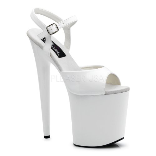 Pleaser Women's Flamingo-809 Ankle-Strap Sandal,White Patent,9 M US