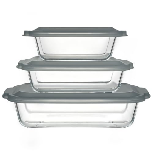 M MCIRCO 6 Piece Extra Deep Glass Baking Dish with Lids, BPA