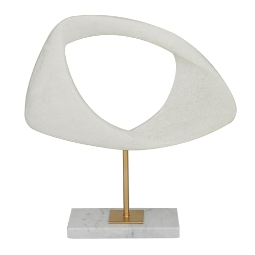 Deco 79 Polystone Abstract Decorative Sculpture Cut-Out Home Decor Statue with Marble Stand, Accent Figurine 12" x 3" x 13", White at Amazon