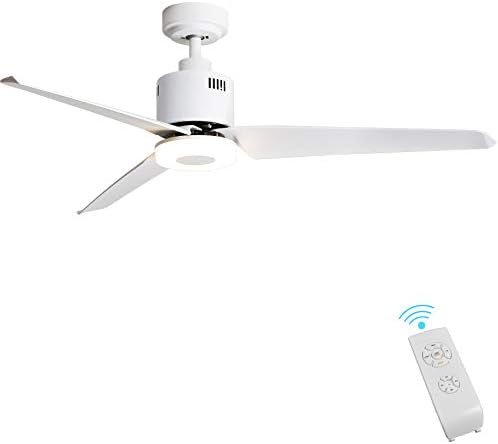Indoor Ceiling Fan Light Fixtures - FINXIN White Remote LED 52 Ceiling Fans For Bedroom,Living Room,Dining Room Including Motor,3-Blades,Remote Switch