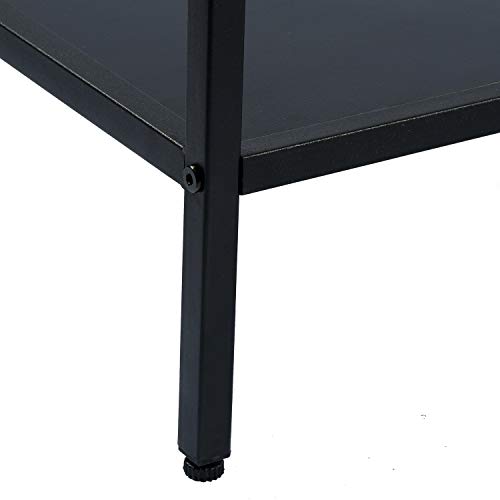 HOME BI Bookshelf Storage Organizer Shelves, Unit Metal Open Bookcase Shelf Standing for Office, Study Room, Living Room, Black, 2-Tier