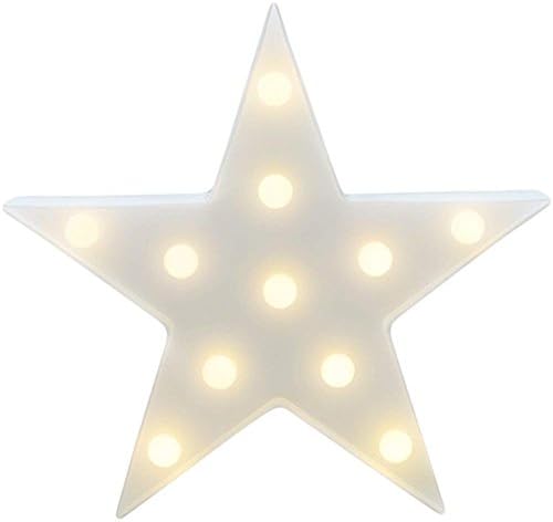 Star Marquee Sign Lights 3D Moon LED Lamp Decorative,Moon Marquee Letters LED Lights or  Hallowmas Christmas,Birthday Party,Kids Room, Living Room, Wedding Party Decor(White) (Star Light)