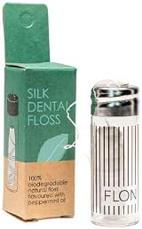 FLON Natural Silk Dental Floss Peace Silk Mint 30m in Glass Dispenser view 3