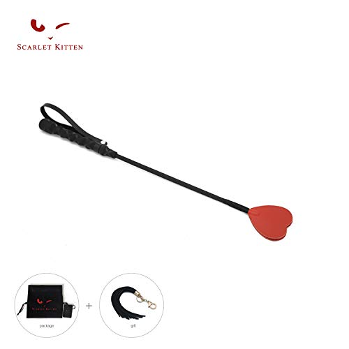 SCARLET KITTEN Riding Crop Horse Whip Spanking with Leather Slapper Heart Shape Jump Bat (Red)