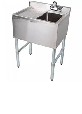 Stainless Steel Single One Compartment Bar Sink with Left Drainboard 19 x 24
