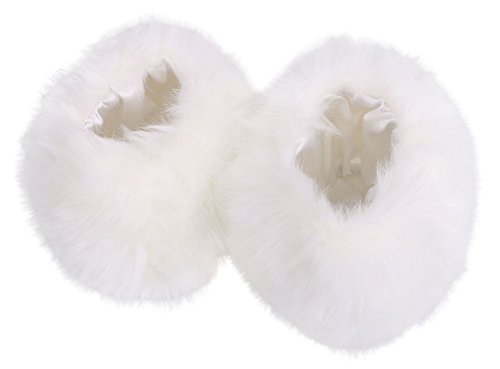 Faux Fur Fuzzy & Cozy Wrist Band Ring Cuff Warmers, White