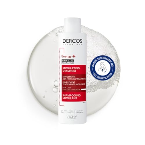 , Dercos Technique, Shampooing Stimulant Anti-Chute Energy+, Enrichi en Aminexil, Cheveux Cassants, 200 ml