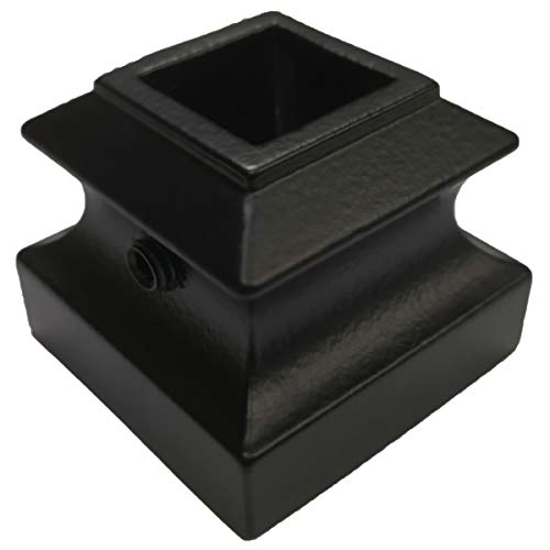 Shoe for Iron Balusters (50-Pack) Stair Parts Flat Shoes with Set Screw for use with 1/2" Square Scroll Basket Twist Knuckle Iron Balusters (Satin Black)
