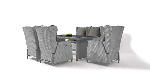 talfa Gartenmöbel Dining Set in Grau satiniert Chesta 6, eckig – Bild 4