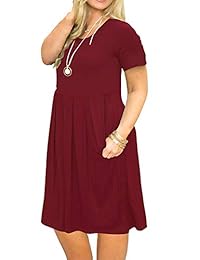 Vestido camisero plisado de talla grande para mujer Nemidor con bolsillos