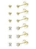 Sllaiss 6 Pairs Sterling Silver Tiny Ball Stud