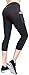 MYoga Women's Yoga Pants Workout Capri Leggings Running Tights w Side Pocket (L, Black)