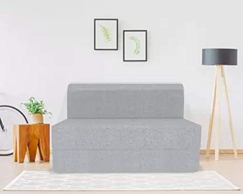 Coirfit Jute Fabric Washable Cover Folding Sofa Cum Bed (Dark Grey, 3' X 6' Feet)