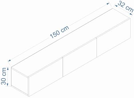 Elegante móvel de TV, 150 cm de largura, pinho branco e atlântico, 100% melamina, aglomerado revestido a melamina, altura de 30 cm, profundidade de 32 cm, design moderno para salas de estar e