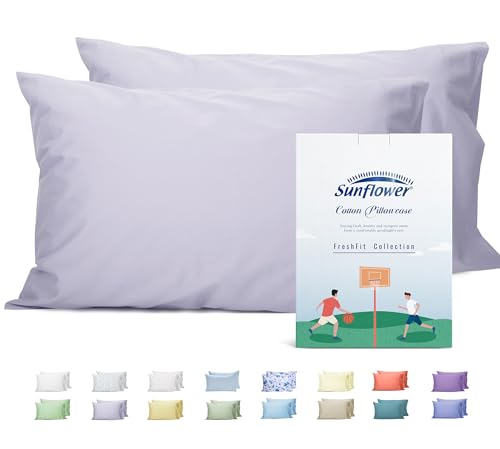 Sunflower Queen Light Purple Cotton Pillowcases