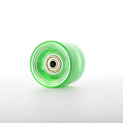 LOSENKA 6045 Fish Skateboard Wheels Flash PU Crusier Skateboard Wheels (4 Pack with Bearing) (Flash Green)