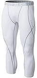 TM-MUC18-WHT_Large Tesla Men's Compression 3/4 Capri Shorts Baselayer Cool Dry Sports Tights MUC18