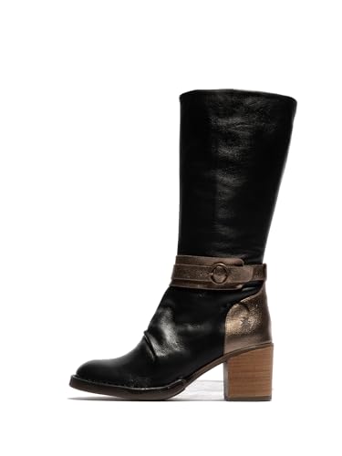 Fly London BEIF165FLY, Fashion Boot Mujer, Black/DK. Gold, 42 EU